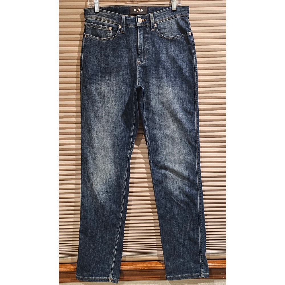 DU/ER L2X Athletic Straight Performance Coolmax Wicking Denim Jeans Blue 30x32